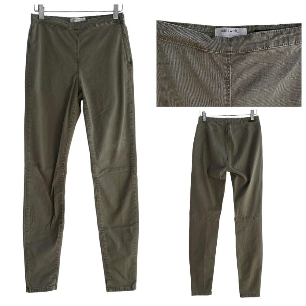 SANDWICH Khaki Green Slim Fit Tregging Denim Jean Trousers Size 36EU / Small